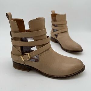 Steve Madden Paladino Tan Leather Buckle Straps Cutout Ankle Bootie Size 8